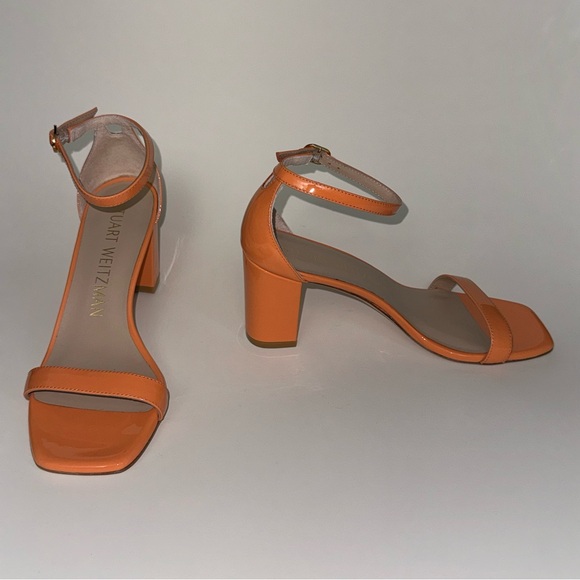 Stuart Weitzman Block heel Nudistcurve 75 Sandals Orange Women’s 7.5 - Picture 1 of 9